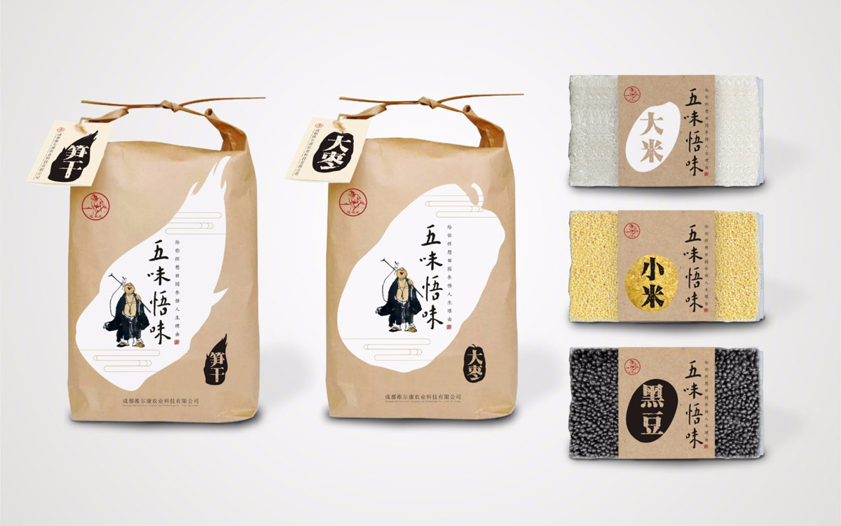 五味悟味五谷雜糧包裝設計與視覺元素提煉|大棗|大米|筍干|小米|黑豆|產品包裝設計